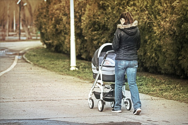 Mother travel with baby