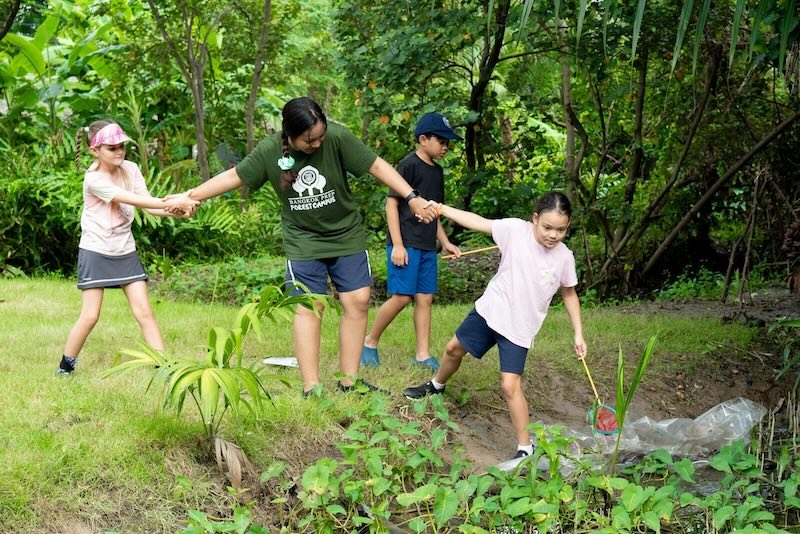 Group of kids at Bangkok Prep forest camp