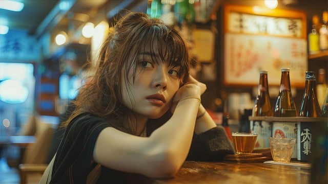 image of a girl drinking in a bar