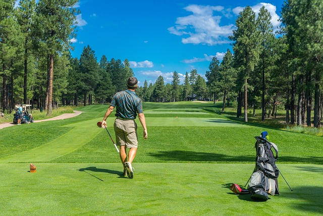 Man on a golfing green