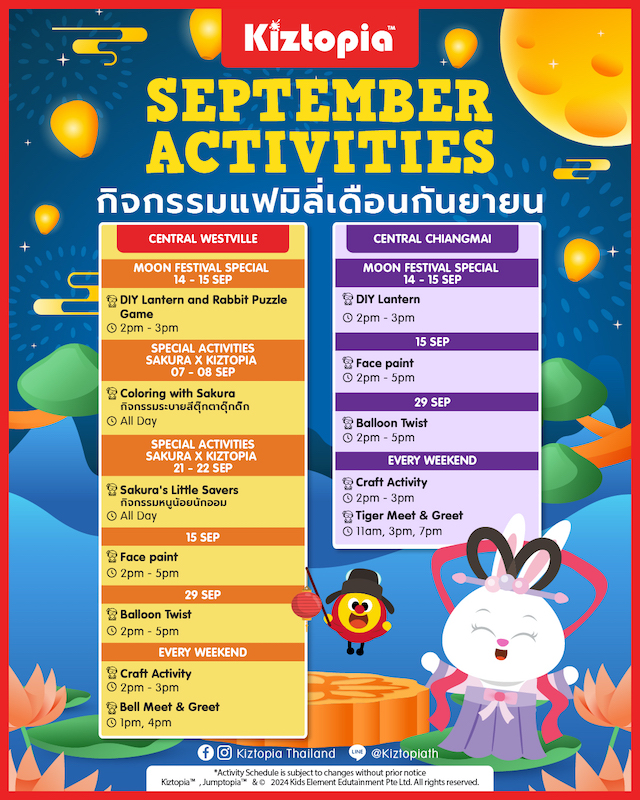 Kiztopia Thailand - September Activities