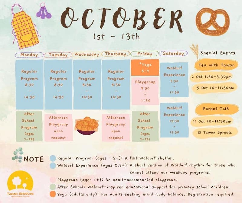 Tawan Sprouts - October Schedule