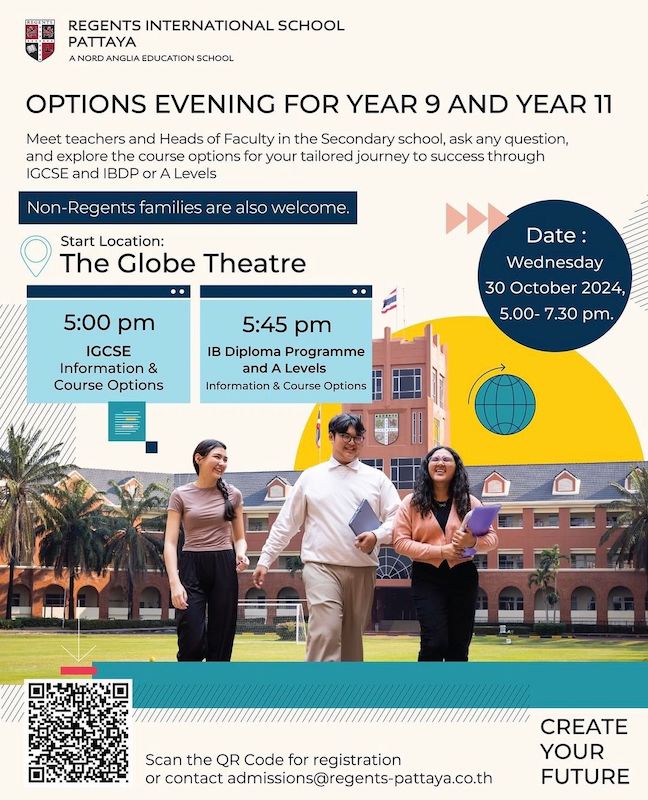 Regents International School Pattaya - Options Evening for Year 9 and Year 11