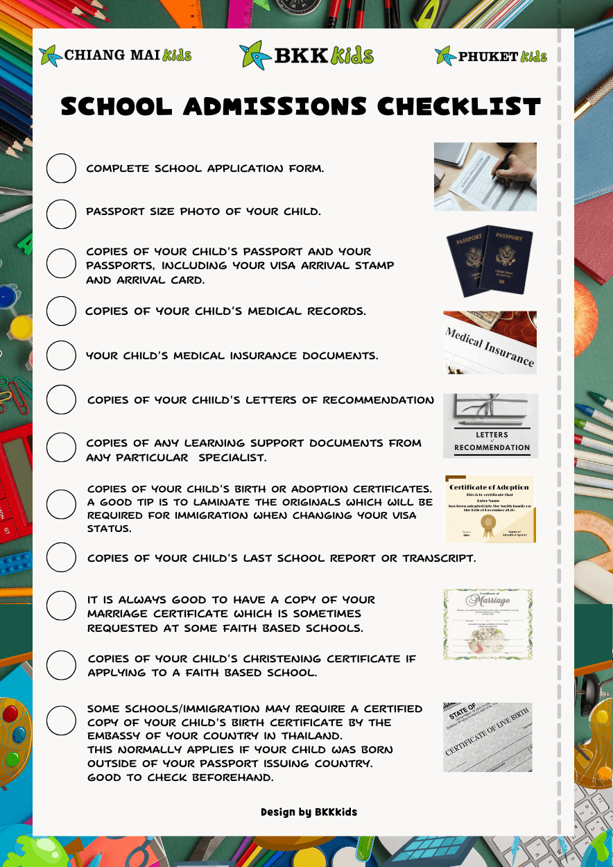 School admissions checklist