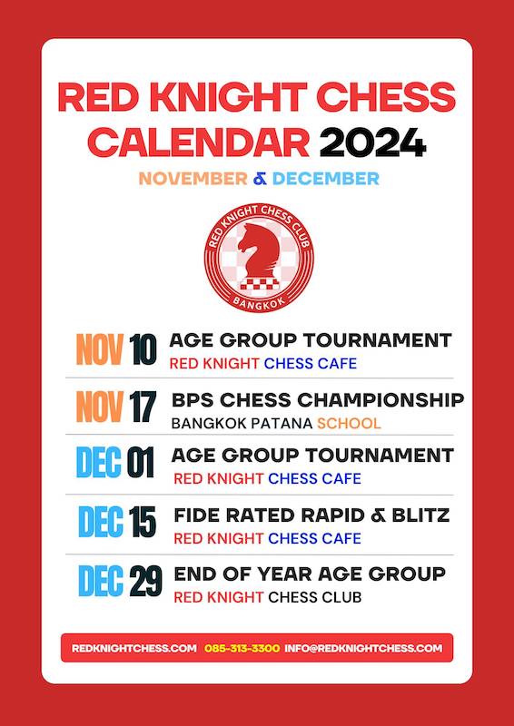 Red Knight Chess - Calendar November & December